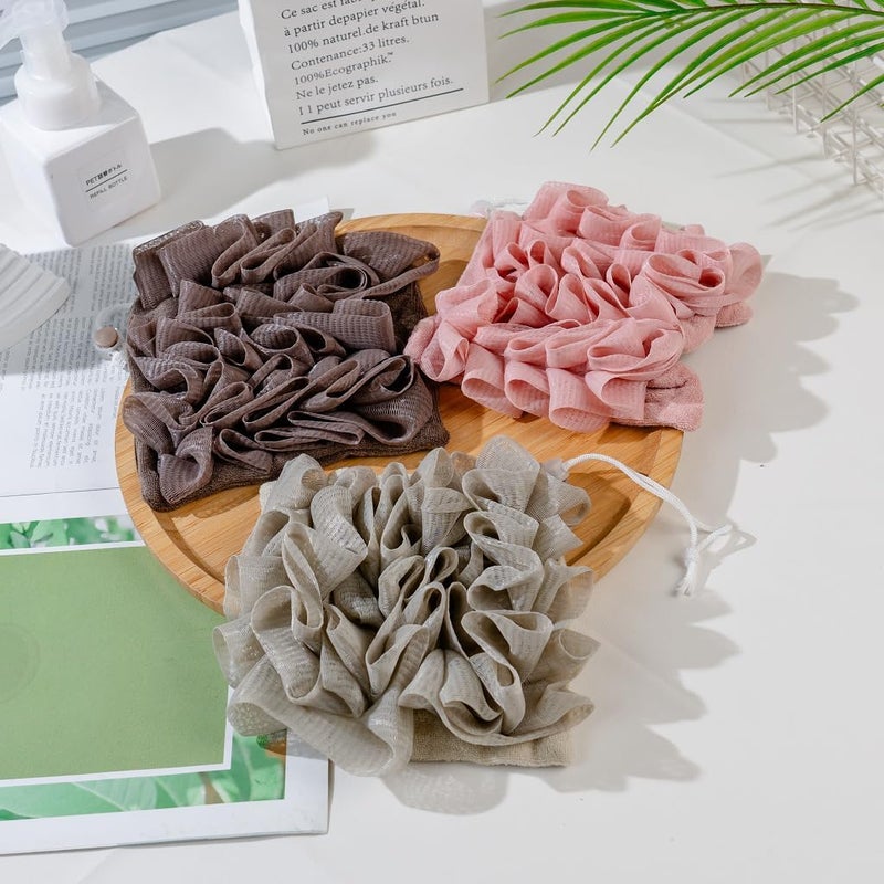 MOSYFEIBI Washcloth Loofah Combo 2-in-1 Loufee Wash Cloth That Holds Bar Soap-Exfoliation Mesh Shower Ball for Body Wash&Smooth Skin+Free Loofah Dish Towel - Image 2